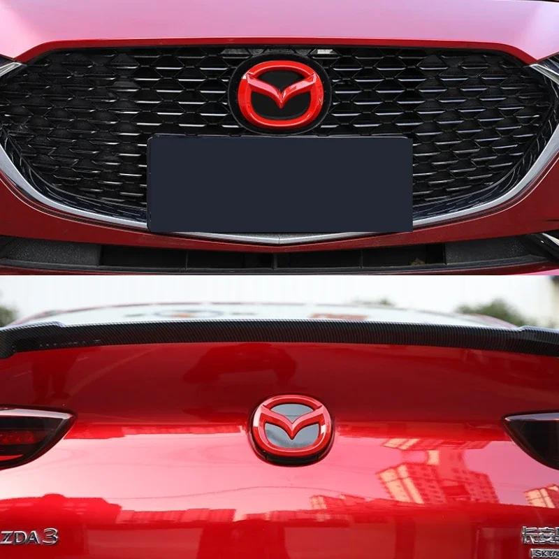 Car Front Grille Cover Emblem Rear Trunk Decal Steering Wheel Badge for Mazda 3 Axela 2020 Modfication Decoration