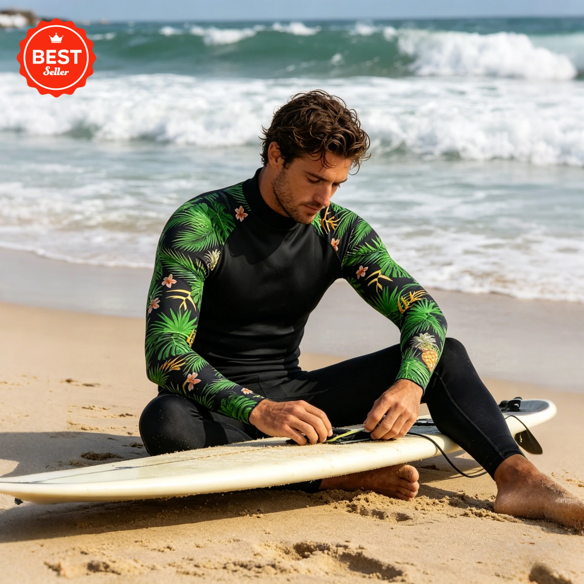 

Rashguard Men Swim Long Sleeves Diving UV Protection UPF 50+ Elastic Rash Vest Loose Fit Top Swimming Quick Drying