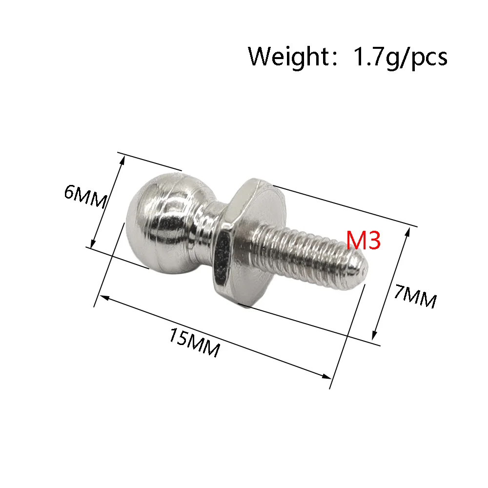 12 قطعة 1/10 RC سيارة الكرة مسمار لولبي الرأس 02038 M3 الكرة رئيس مسامير ل HSP 94188/94123/94166/94107 1/10 RC قطع غيار شاحنات السيارات