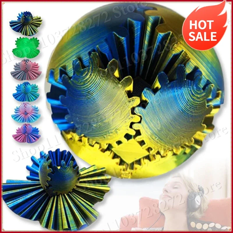 3D Printed Gear Spin Ball Printed Gear Spin Ball Unique Toy Spiner Novelty Funny Cool Things Room Decor Aesthetics Gifts for Men