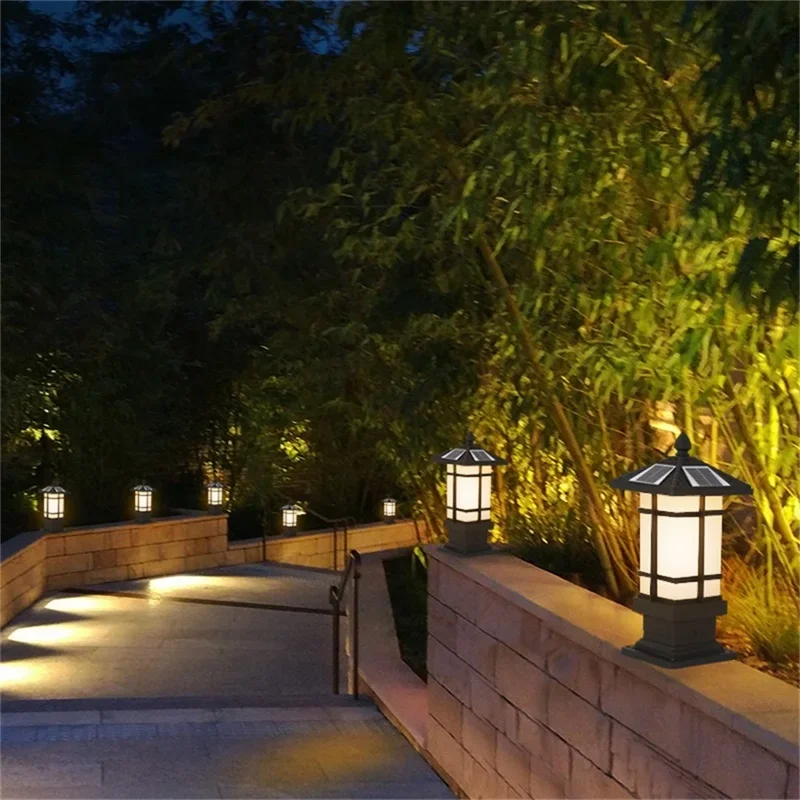 KARLOS Patio LED pillar lighting Solar Waterproof Modern Outdoor Post Light Fixture For Porch Balcony Courtyard Villa