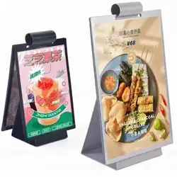 A5 200X100MM Flip Over Metal Menu Holders black silver Poster Leaflet Sign Display Stand Table Price Listing Holder Frame