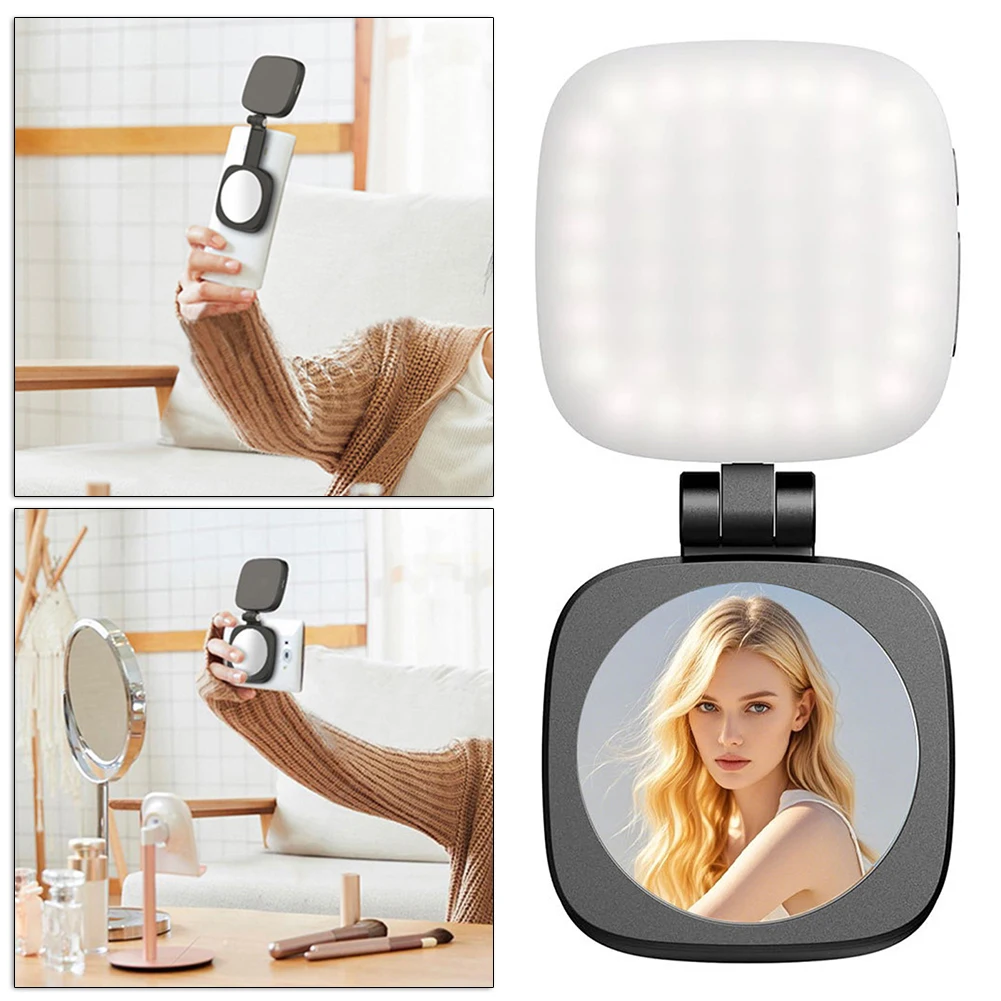 Phone Fill Light With Mirror Wireless Rechargeable Rings Light For Live