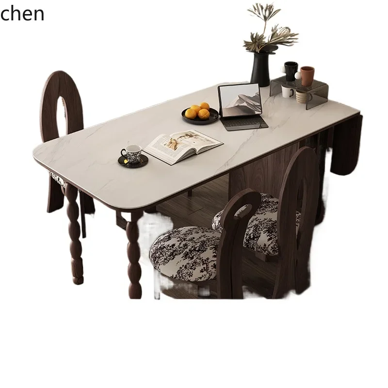 

ZWS. Slate folding dining table Small apartment solid wood American dining table Rectangle table