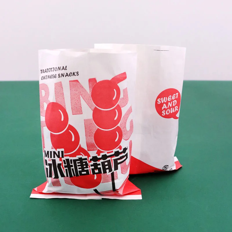 Traditional Chinese Snack Food Package Box Bamboo Stick Sugar-coated Fruit Disposable Paper Bag