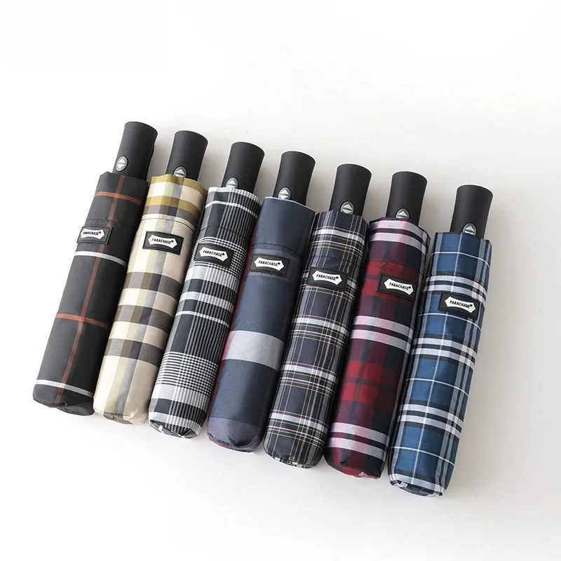 

American Plaid Umbrella, Rain Dual-use Automatic Folding Sun Umbrella Sun Protection and UV Protection Manual Sun Umbrella