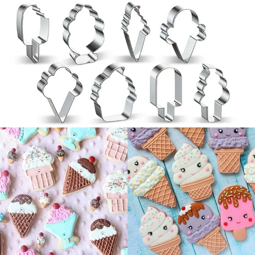 Stainless Steel Cookie Cutter Mold Ice Cream Shape Biscuit Mould DIY Fondant Pastry Decorating Baking Tools