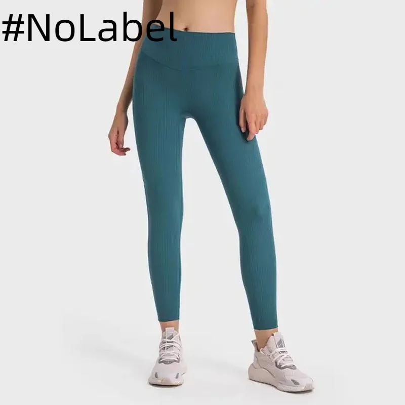 NoneLabelCollection Women's Draw Thread High Waist Peach Hip nine-point Yoga Leggings Tight Casual Fitness Sports Pants