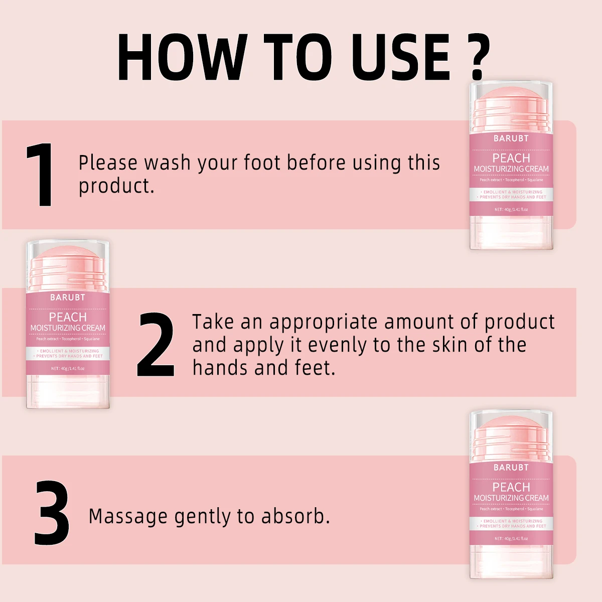 Asta di pellicola di fango di urea pesca, temperatura dell'asta di pellicola di fango di acido salicilico ed esfoliante, idratante e pelle brillante chiara 40g