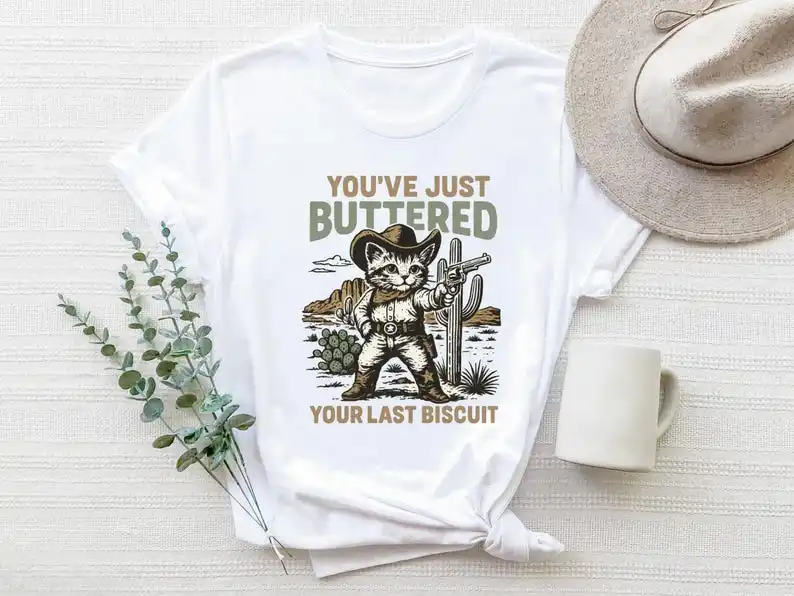 Meowdy Partner Cat T-Shirt: Funny Western Cowboy Tee Tshirt