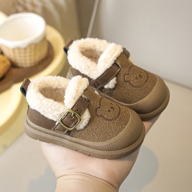 เด็กทารกรองเท้าการ์ตูนหมีเด็กฤดูหนาวรองเท้าเด็กกลางแจ้ง WARM Plush รองเท้า Anti SLIP Soft Sole ทารกเด็กวัยหัดเดินรองเท้า