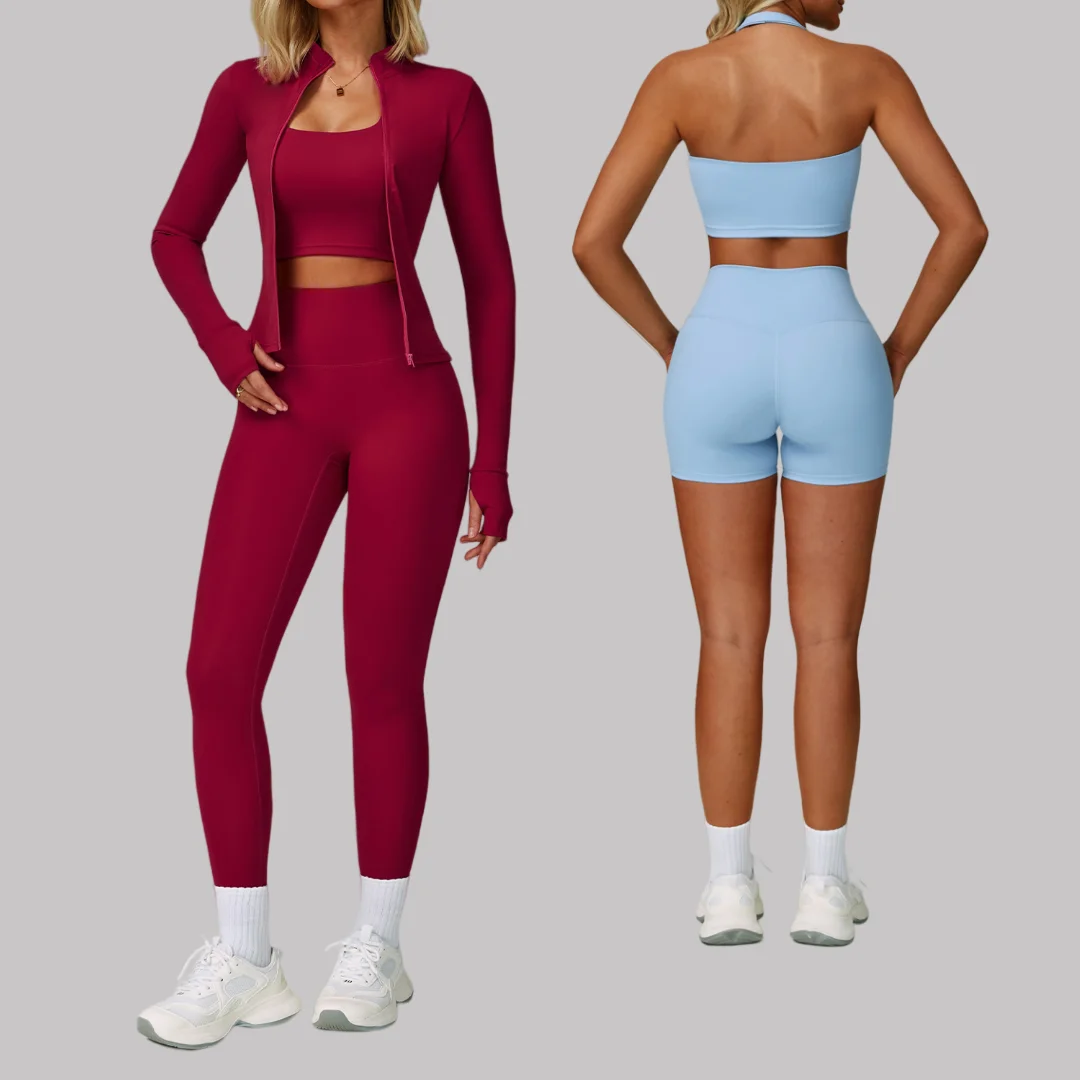 

Женский спортивный бюстгальтер, комплект для йоги, тонкая куртка на молнии с длинными рукавами и подтяжкой бедер, костюм для фитнеса, повседневная одежда для бега, тренировки, комплект для йоги в тренажерном зале