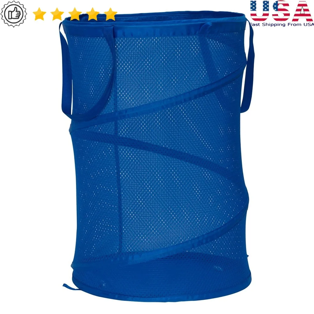 

Pop Up Laundry Hamper Breathable Mesh Portable Storage Basket Easy Carry Design Convenient Collapsible Laundry Sorter Durable