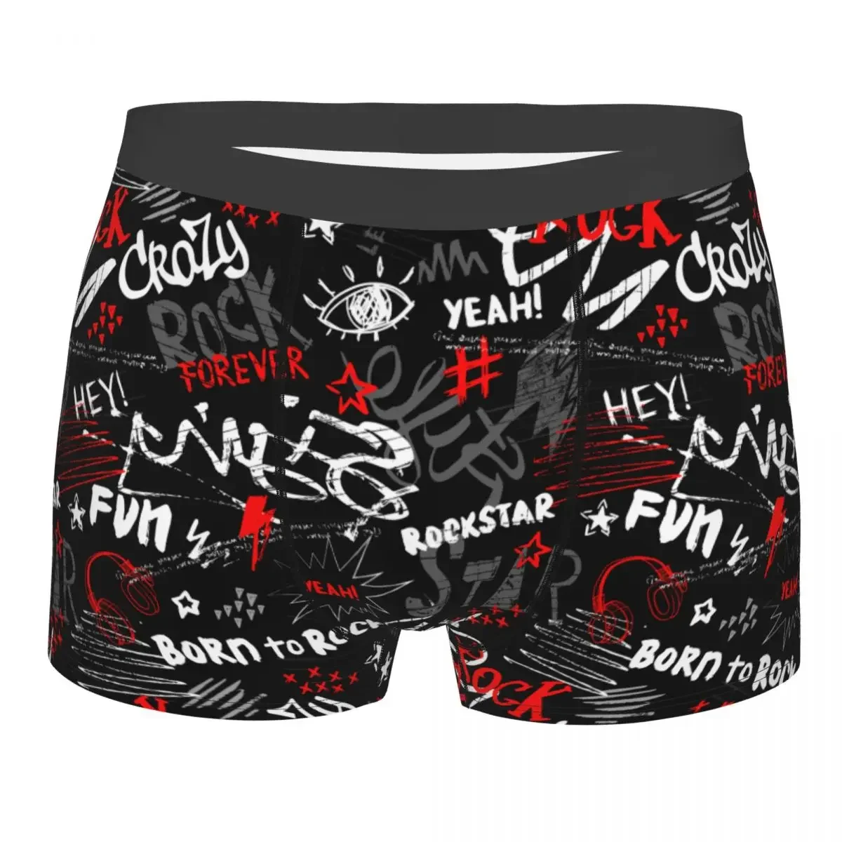 Men Grunge Punk Words Rock  Underwear Funny Boxer Briefs Shorts Panties Male Polyester Underpants