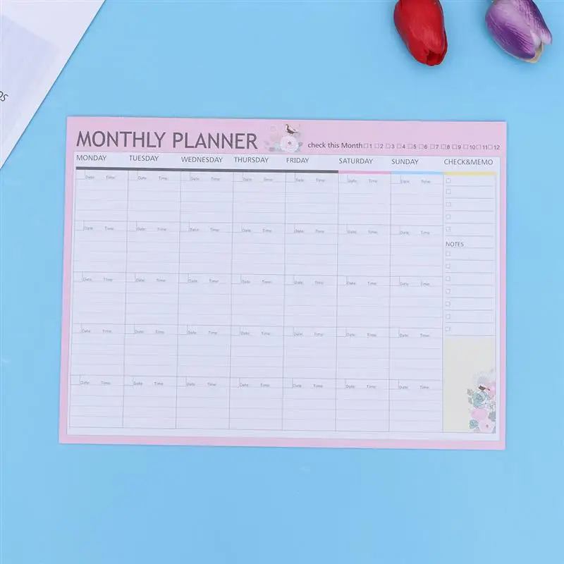 20 vellen A4 maandelijkse planner kalender schema organisator kalenderblok notitieboekje wekelijkse notebook planner memo roze groen gemengd