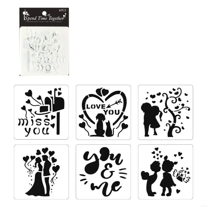 LXAA 6 PCS قوالب رسم القلب للحيوانات الأليفة الإستنسل الفن والطين الحرفي لأنشطة الفصول الدراسية وصياغة