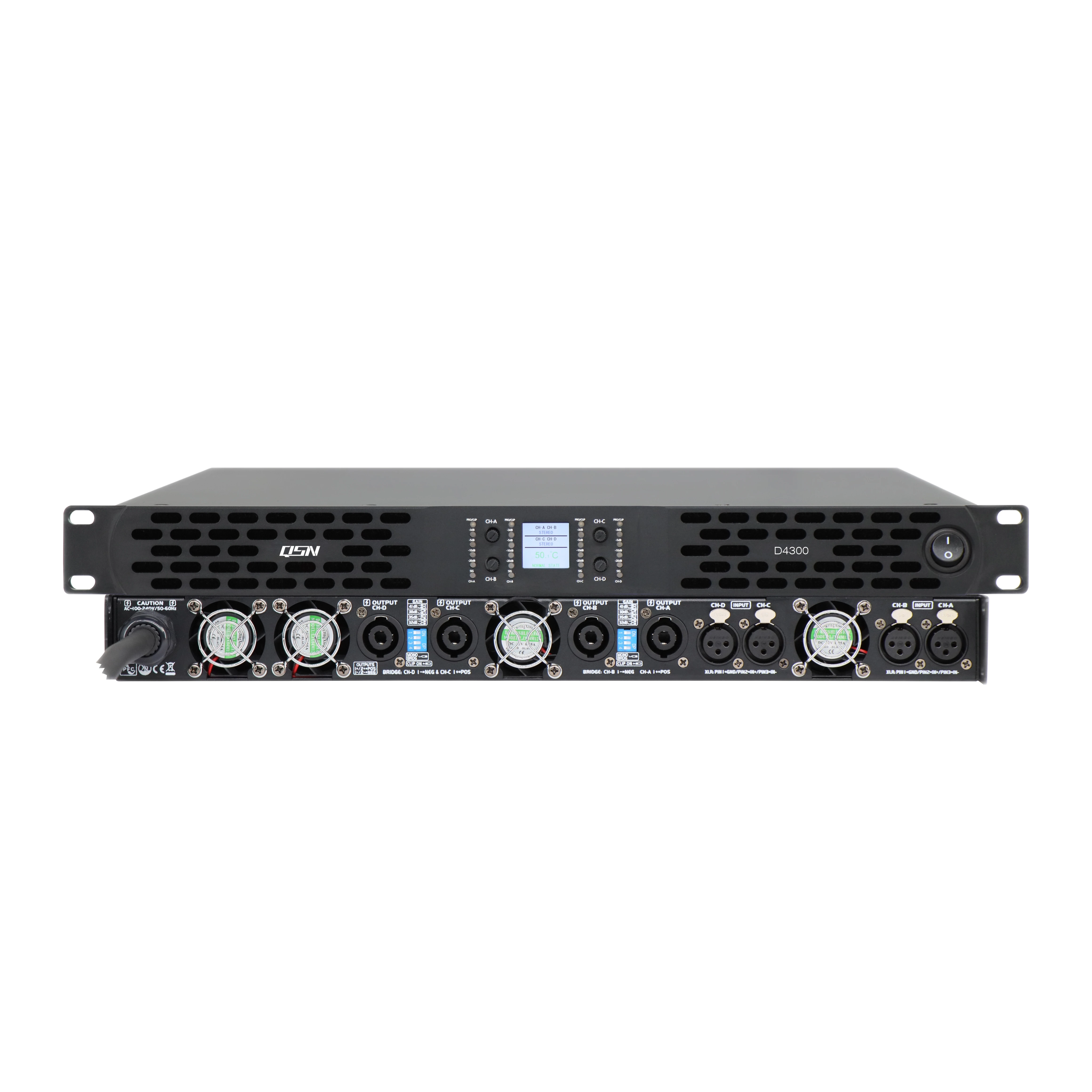 Low Moq 4*3000W Class D Amplifier Professional Grade 4 Channel Audio Power Amplifiers Suitable for Stage Concerts
