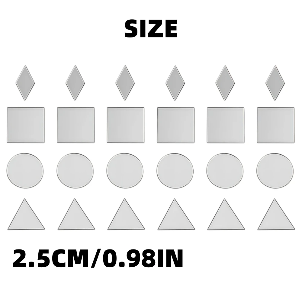 100PCS Mini Round Square Diamond Acrylic Mirrors,DIY Handmade Patches, Creative Decorative Materials, Suitable for Decoration