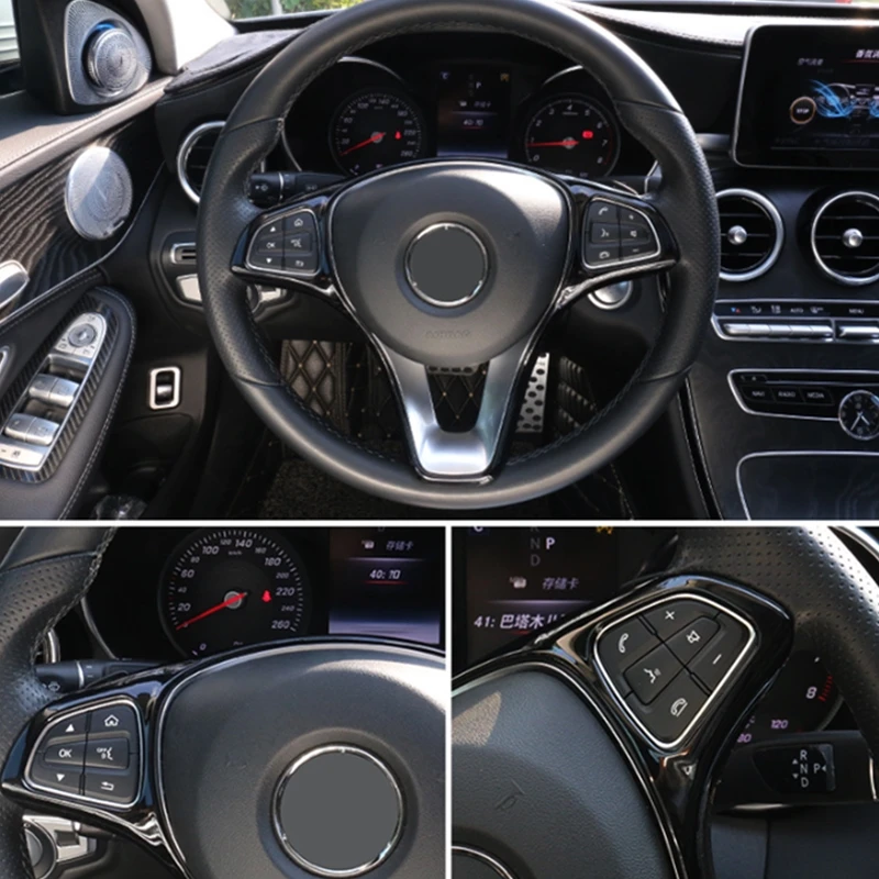 For Mercedes Benz C E Class GLC CLA GLA W205 W213 X253 X156 ABS Carbon Fiber Car Steering Wheel Panel Trim Cover Decor Accessory view 4