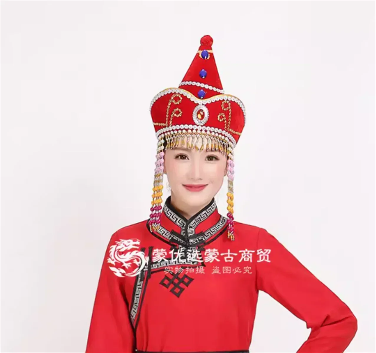 Mongolian pointed long flowing Soviet princess hat ethnic costume performance accessories hat headwear