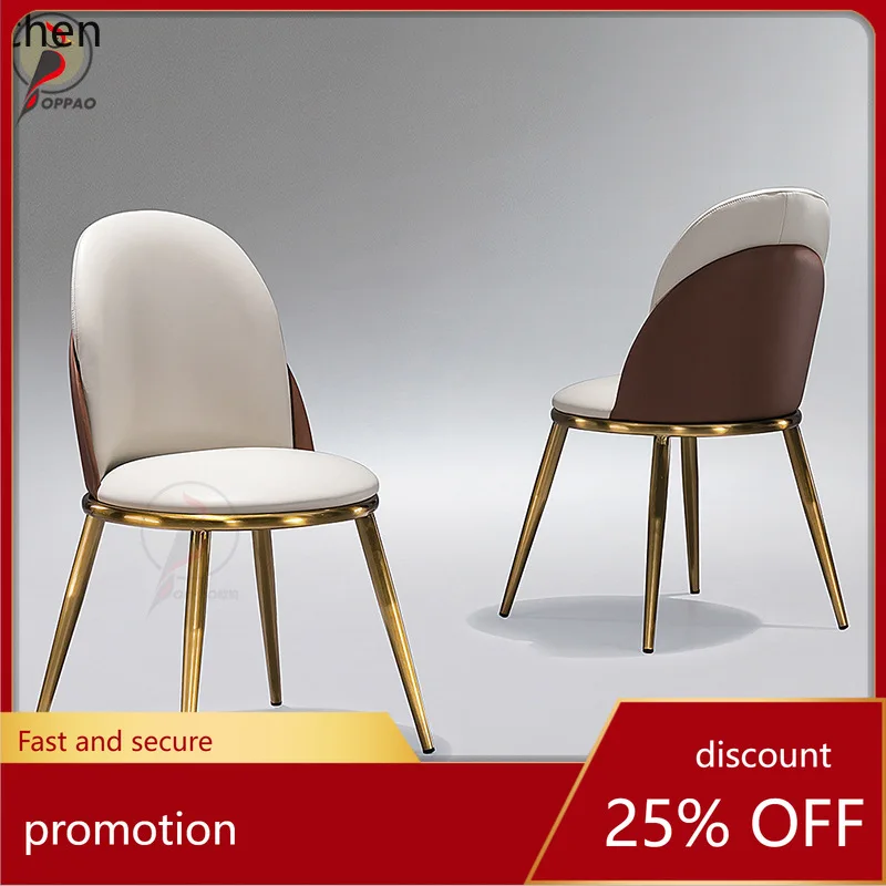 YFY Italian Style Light Luxury Hotel  Banquet Living Room Thickened Steel Chair Dining Table Chair Reception Negotiation Chair