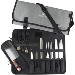 WESSLECO Portable Chef Knife Roll Bag With Adjustable Straps Kitchen Cooking Chef Knife Carrying Storage Pockets For Cooking Too