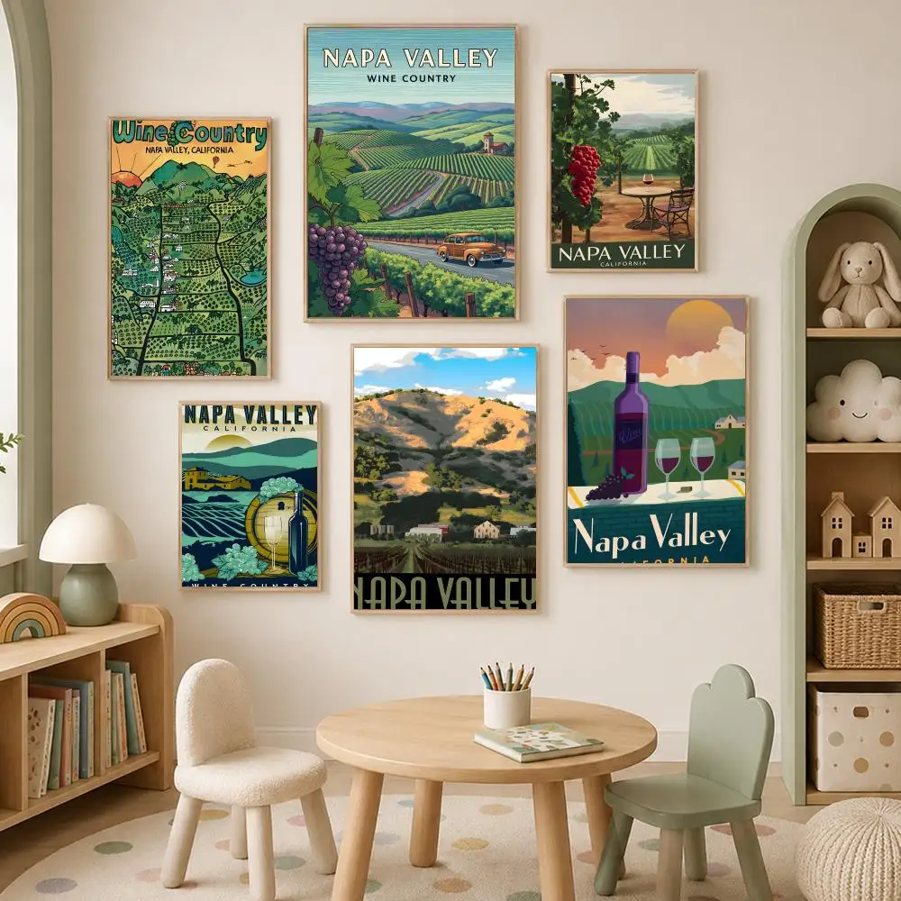 Place Napa Valley Poster Self-Stick HD PP paper Wall Art Poster, Waterproof Decor for Bedroom, Living Room and Home