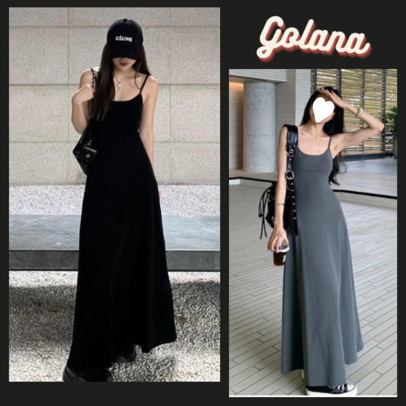 Spaghetti Strap Dresses Women Retro Sexy Slim Simple Daily Streetwear Ulzzang Midi Trendy Pure Vestidos Summer Ladies Sleeveless