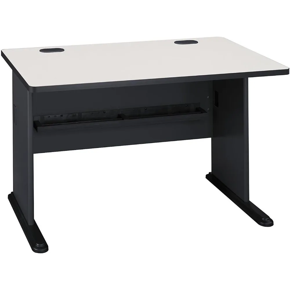 Series A 48W Computer Desk in White Spectrum and Slate Office Desks Small Office Table for Home or Professional Workspace Study