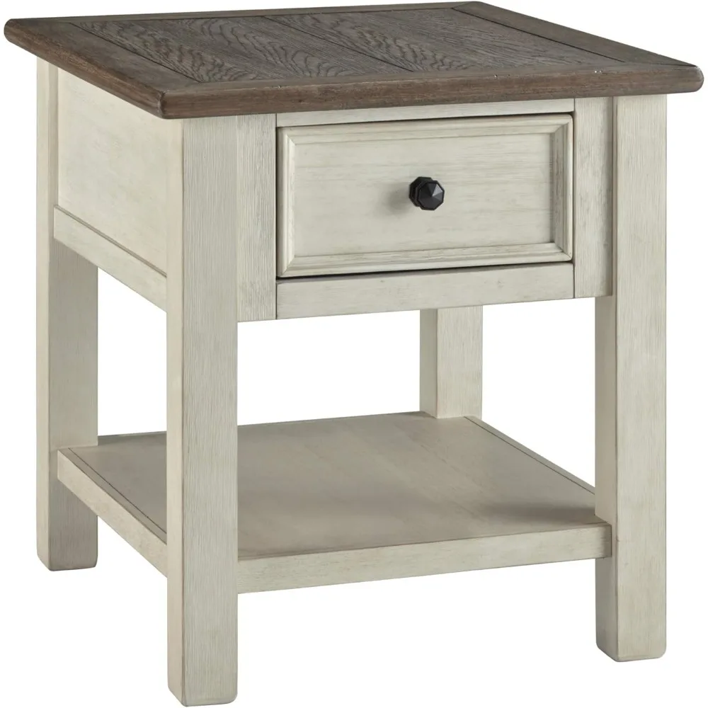 Bolanburg Farmhouse Square Two Tone End Table, Antique Cream