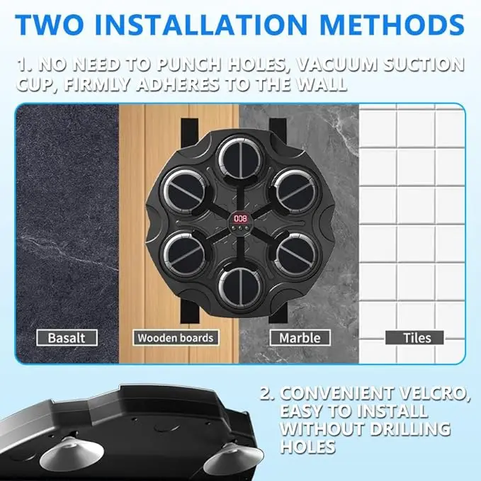 آلة الملاكمة الموسيقية آلة تدريب الملاكمة بلوتوث مع قفازات قابلة للتعديل سرعة الملاكمة جدار جبل للأطفال الكبار مكتب المنزل