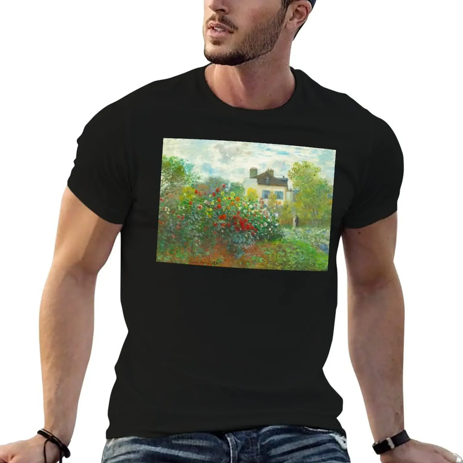 CLAUDE MONET HD - The Artist's Garden (1873) T-Shirt anime clothes tees shirts graphic tees mens fashion