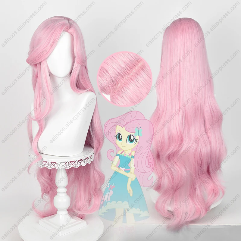 Fluttershy peruka do cosplay 100cm długie różowe peruki z kręconymi włosami żaroodporne włosy syntetyczne impreza z okazji Halloween do odgrywania ról peruki