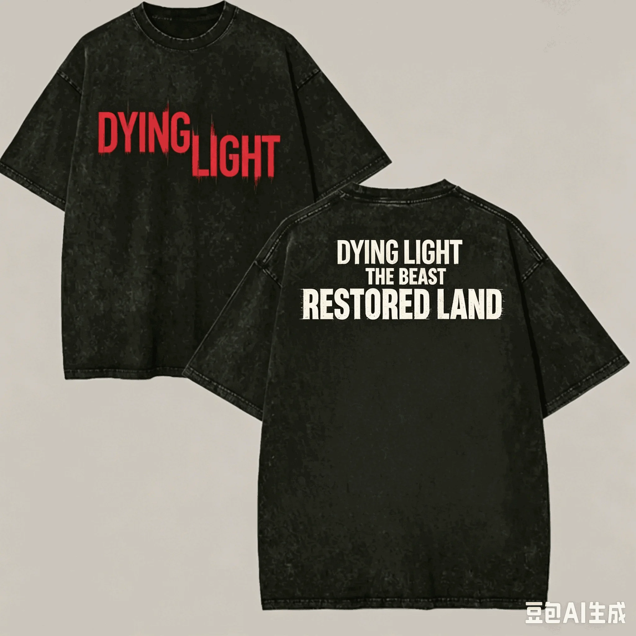 Dying Light Washed T-shirt Anime Lover Harajuku New Model Oversized Vintage Loose Streetwear Classic Unisex high quality Couples