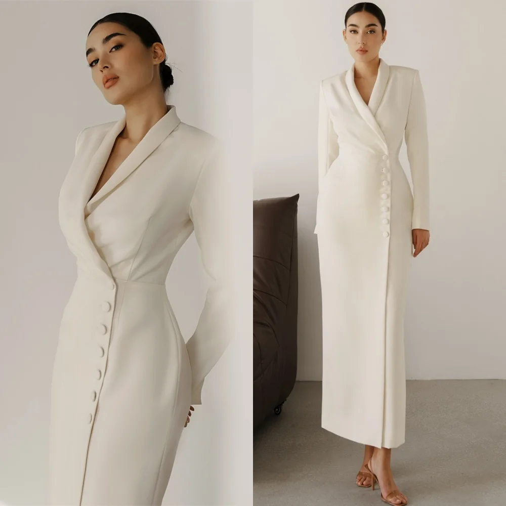 

Customized Elegant Jersey Evening Dress Exquisite V-Neck Long Sleeves Homecoming Dresses Temperament Special Occasion Gowns