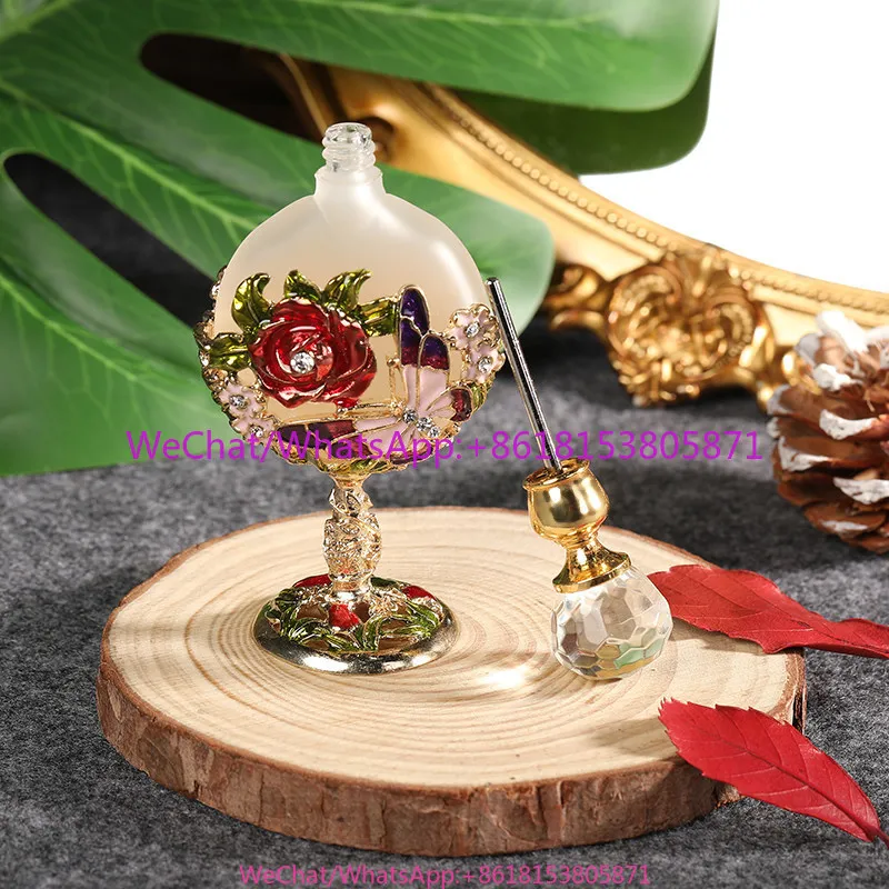 12ML Portable Retro Fragrance Bottle Gold Plated Flat Tall Bottle