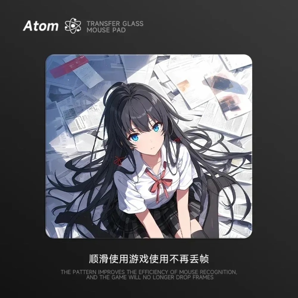 ATOM デスクアクセサリー強化ガラスマウスパッドデスクマット FPS ゲーミングマウスパッドカスタムパーソナライズされた漫画アニメゲーマーギフト