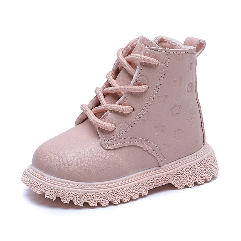 Botas Girl Shoe High Top Kid Shoe2024winter Fashion Child Boot Boy Leather Shoe Allmatch Ankle Boot Warm Girl Boot Bota Infantil