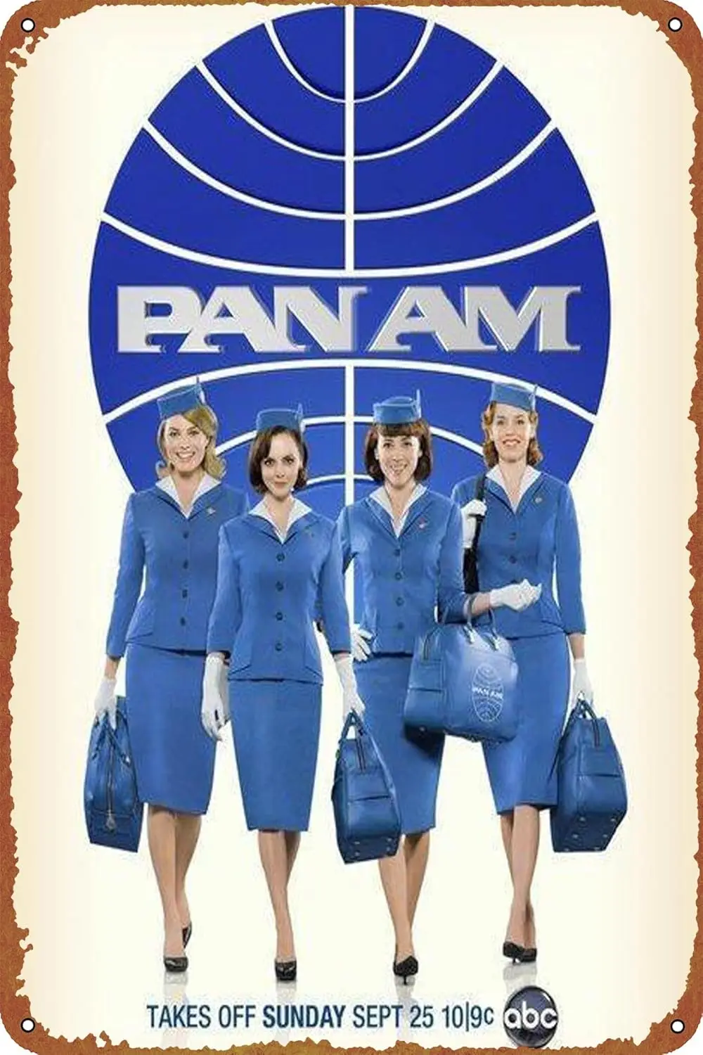 Pan Am (TV Series) Funny Metal Tin Sign Vintage Black Wall Art Decoration Living Room Bathroom Kitchen Poster Decor 8 * 12 Inche