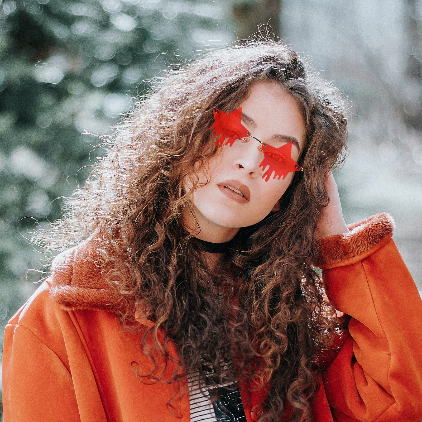 

1 Pair Star Sunglasses Rimless Five-Pointed Party Eyewear Festival Street Photo Accessories Decorative Sun