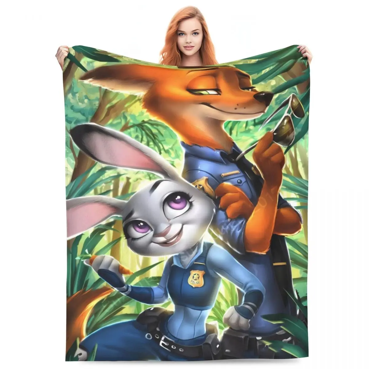 Soft Warm Blankets Camping Zootopia Nick Judy Cartoon4 Throw Blanket Flannel Bedspread For Couch Chair Bed Funny Sofa Bed Cover