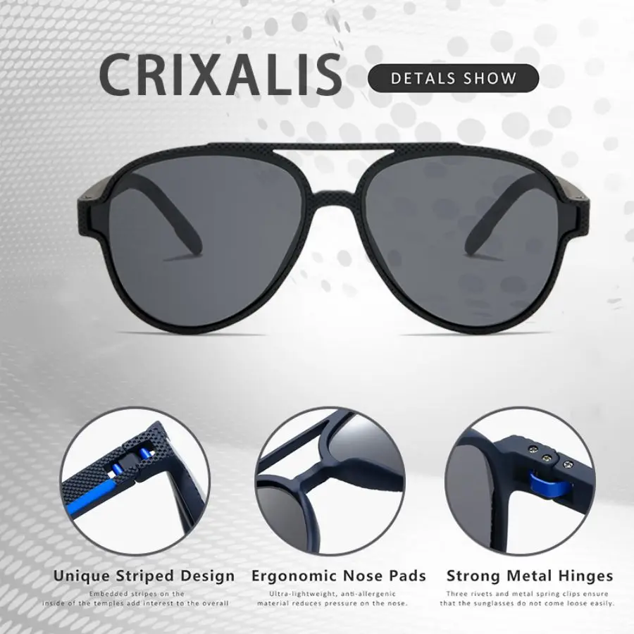 CRIXALIS Oversized Pilot Polarized Sunglasses Men Vintage Anti-glare Driving Sun Glasses Male Trendy Women Outdoor Shades UV400