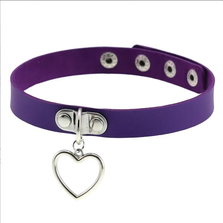 القوطية الجلود Harajuku العصرية مثير خمر القلب سحر المرأة الشرير المختنق قلادة القوطية طوق القلائد مجوهرات هدية S3004 #6