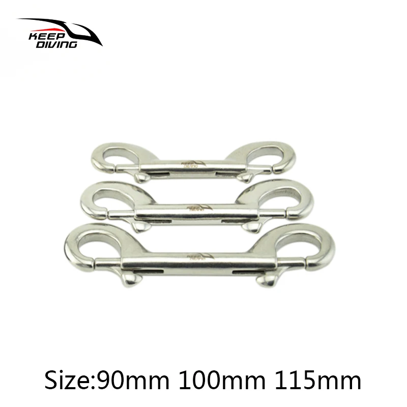 90MM/100mm/115mm Dive stainless steel double head hook diving quick release buckle spring hook buckle BCD safety equipment scuba