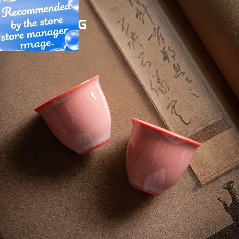 

2pc/Set 30ml Red Tea Cup Solid Color Celadon Red Personal Small Cup Tire Pink Ladies Kung Fu Teacup Tea Set Accessories