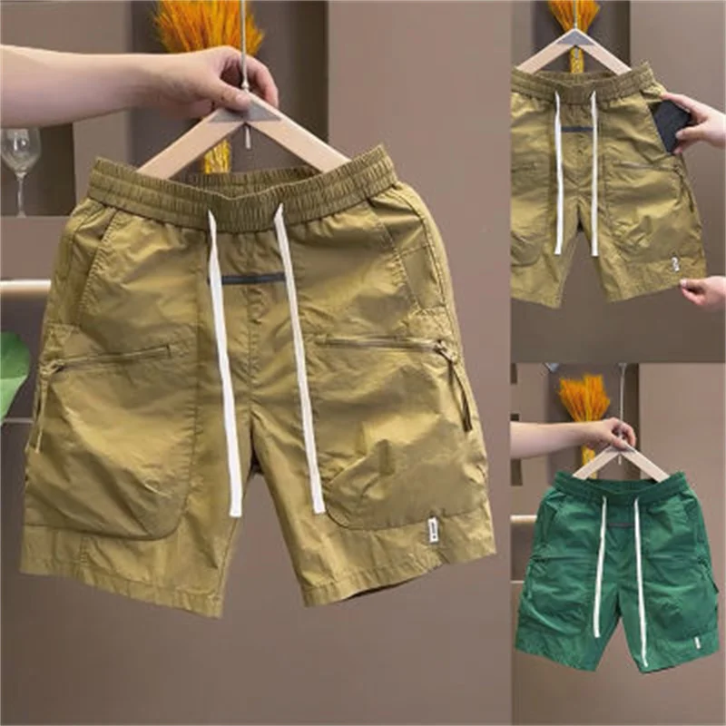 

Мужские повседневные пляжные брюки Qui Dry Four-Quarter, свободные дышащие брюки с молнией Fion, летняя одежда