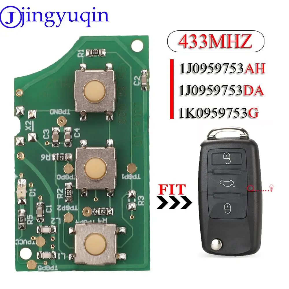 Jingyuqin zdalnie sterowana tablica samochodowa 1 j0959753ah 1 k0959753da 1 k0959753g 433Mhz dla VW Golf Passat Polo Jetta Touran Bora Sharan