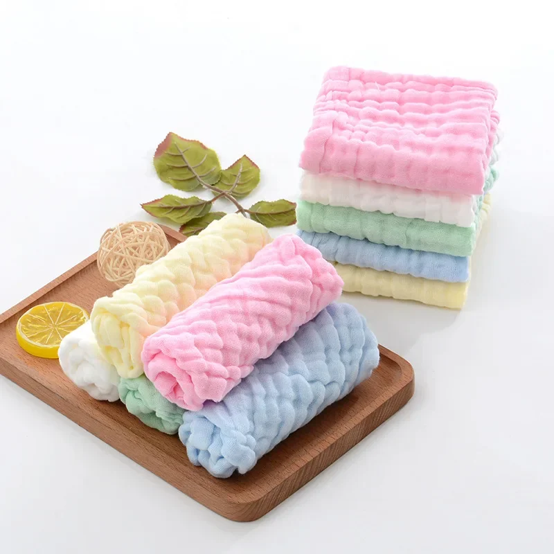 

Baby Towel Pure Cotton Gauze Plain Bubble Handkerchief Baby Newborn Face Towel Pure Cotton Six-Layer Square Towel