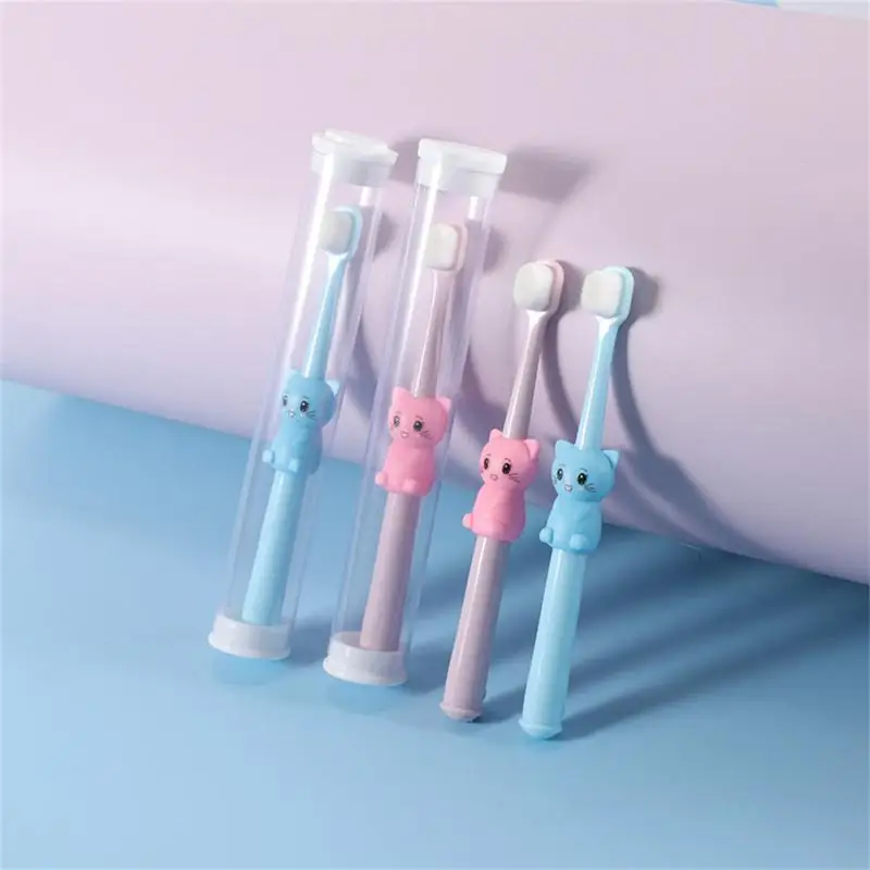 Baby Toothbrush Children Cute Cat Style Children's Teeth Oral Care Cleaning Brush Soft Silicone Toothbrush Baby Items 1-2Y