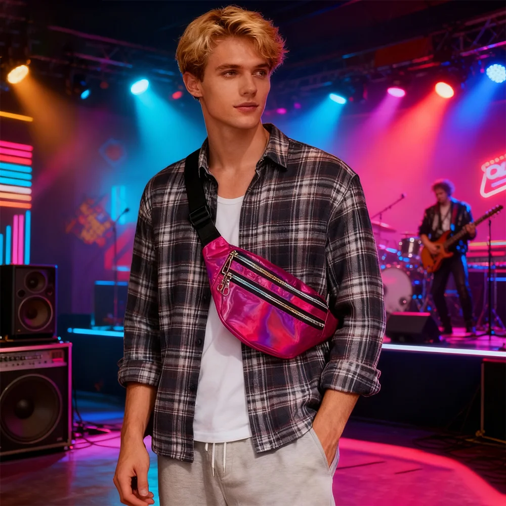 PESENAR Le sac de taille rose des années 1980 convient aux scénarios de fête et de sports de plein air des années 1980